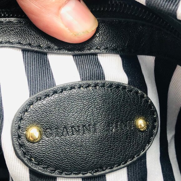 Gianni Bini hand bag tote weaved black gold buckle 5 pockets 12x14" READ - Picture 12 of 13